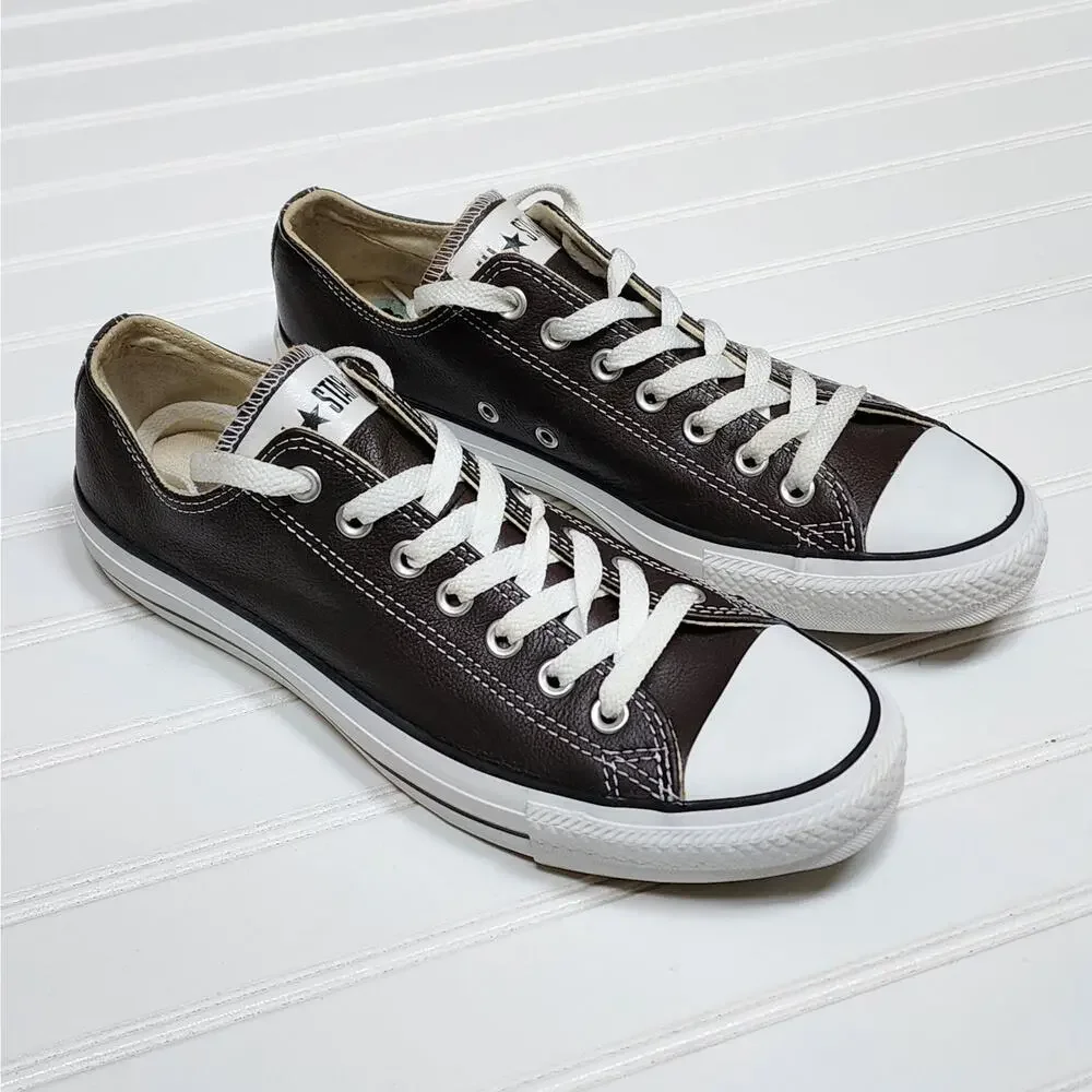 Converse Chuck Taylor All Star Low Leather Adult Sneakers Size 8.5 M/10.5W Brown - Picture 1 of 11